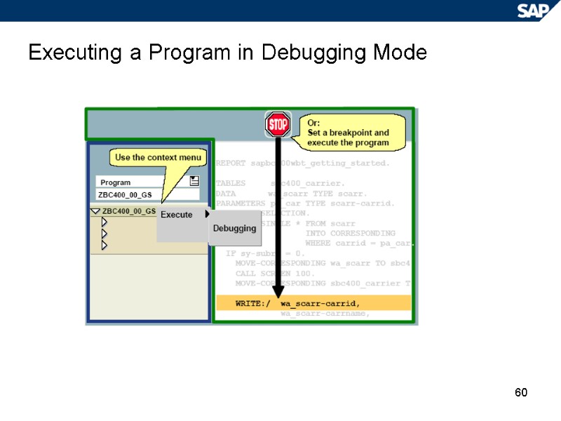 60 Executing a Program in Debugging Mode